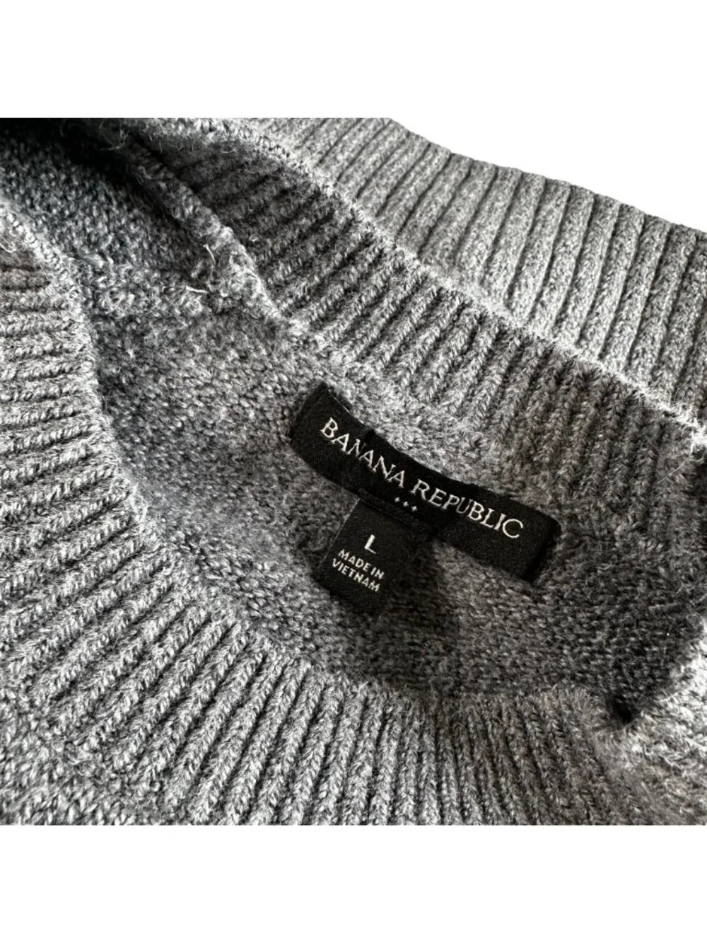Banana Republic Pullover Sweater Gray Green Cotton Blend Long Sleeve Men Medium